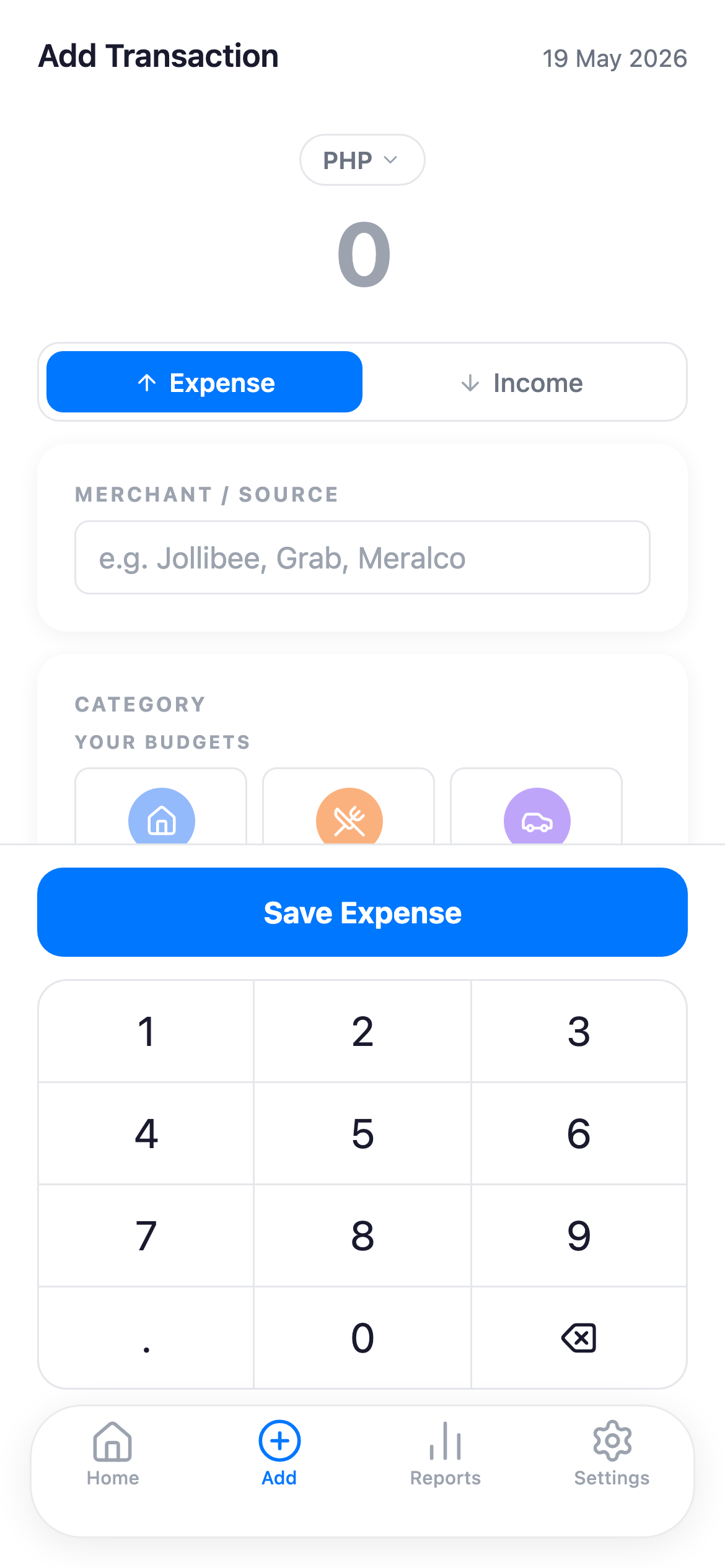 Tack add transaction